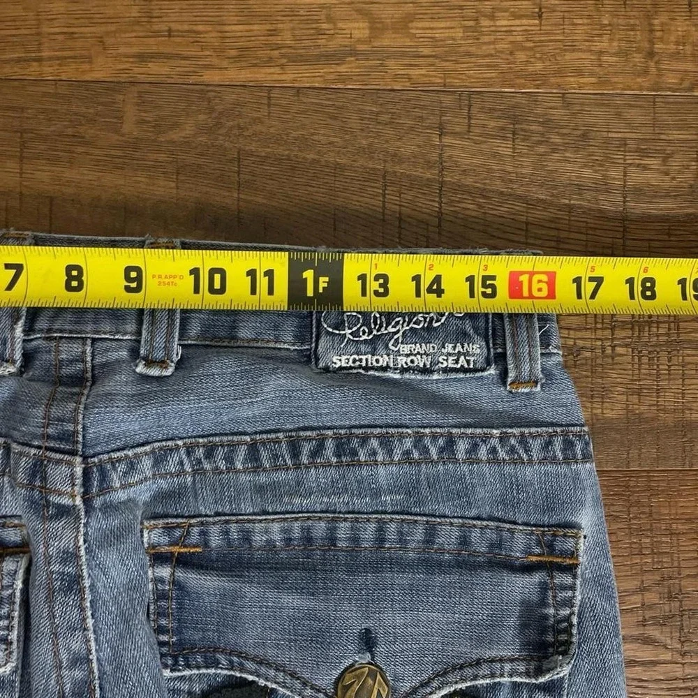 True Religion Baggy Denim Jeans Mens 33x28 Blue Streetwear Horseshoe Flap Pocket